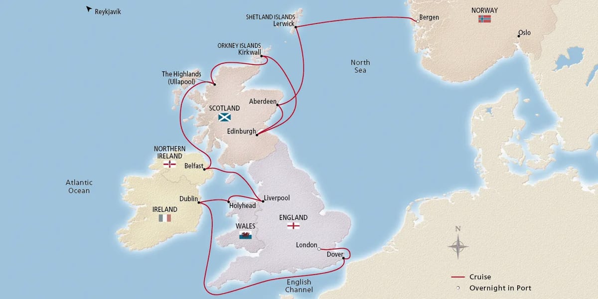 Map of British Isles Explorer itinerary