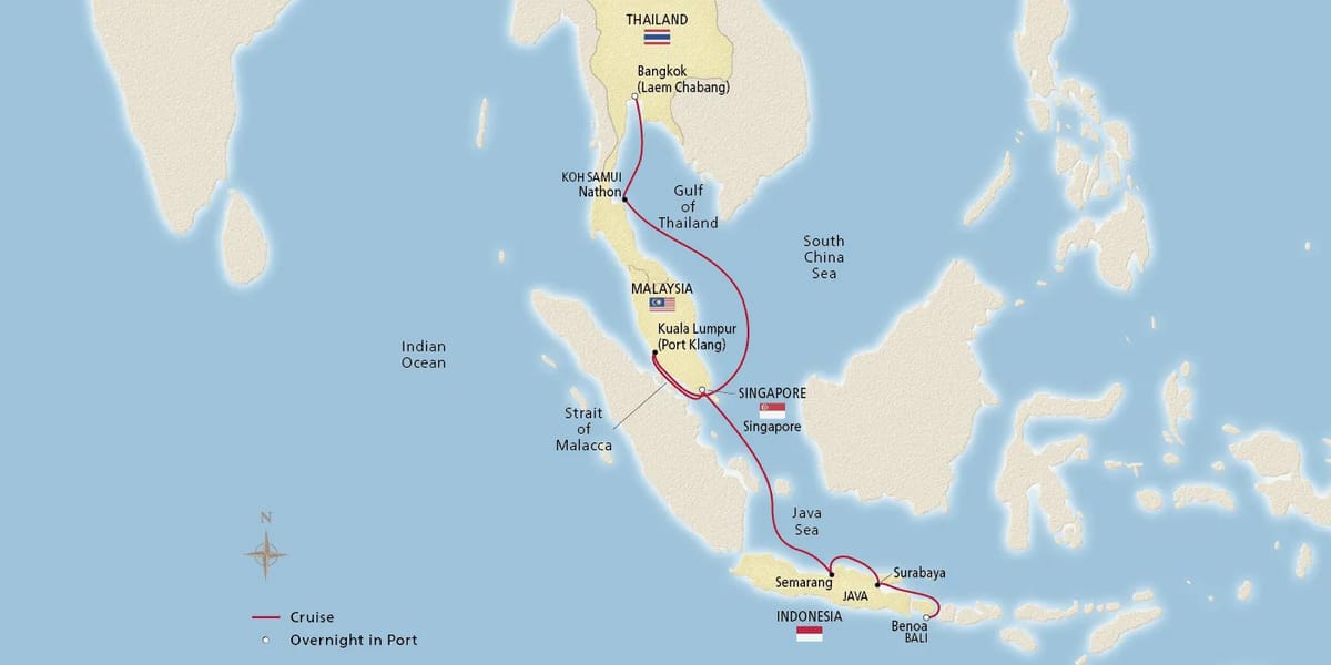 Map of Bangkok, Bali & Beyond itinerary