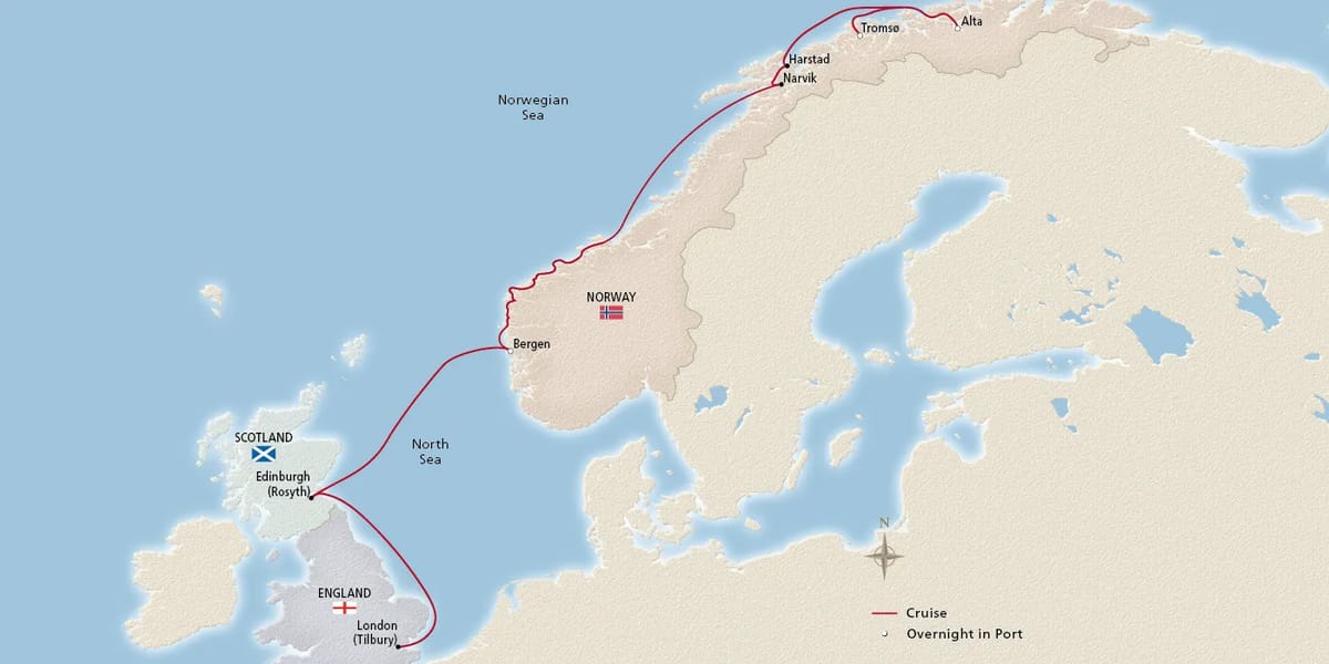Map of In Search of Northern Lights itinerary
