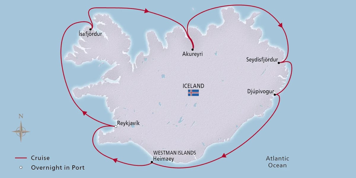 Map of Iceland's Natural Beauty itinerary