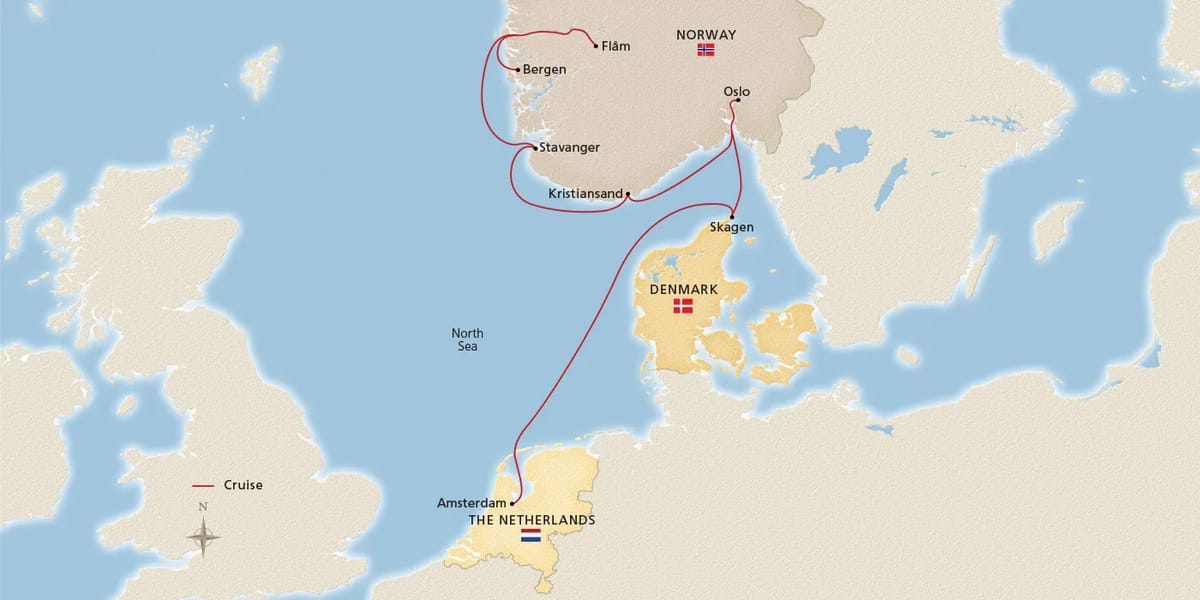 Map of Viking Shores & Fjords itinerary