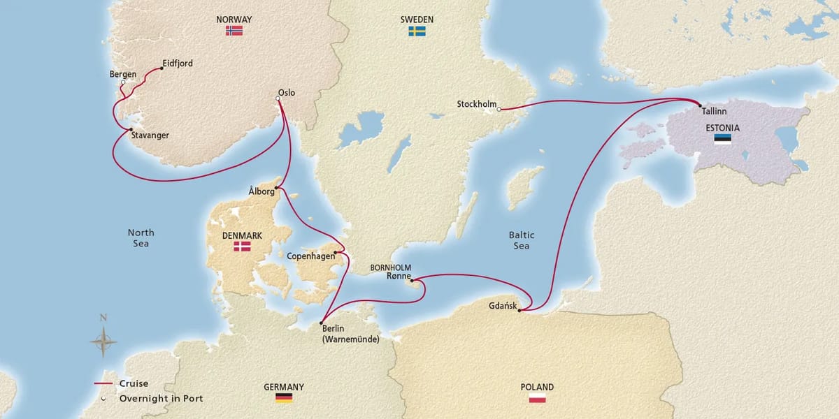 Map of Viking Homelands itinerary